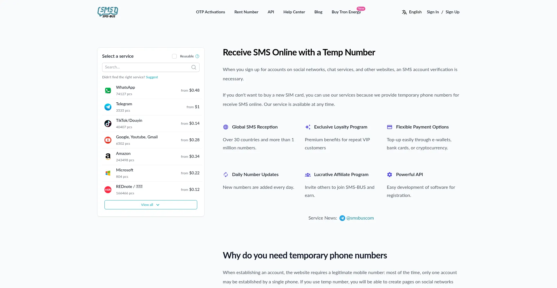 Sms-bus.com Screenshot