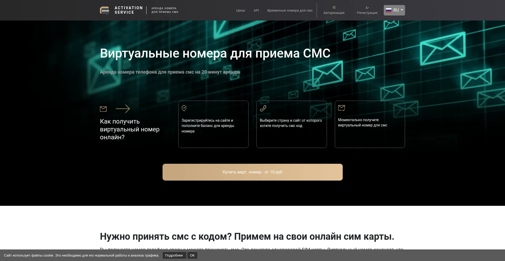 Website screenshot of Sms-verification-number.com