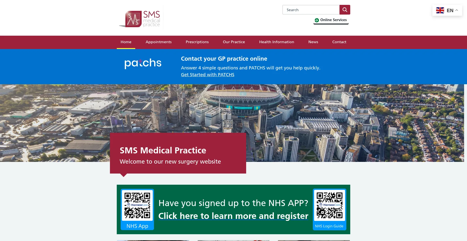 Website screenshot of Smsmedicalpractice.co.uk