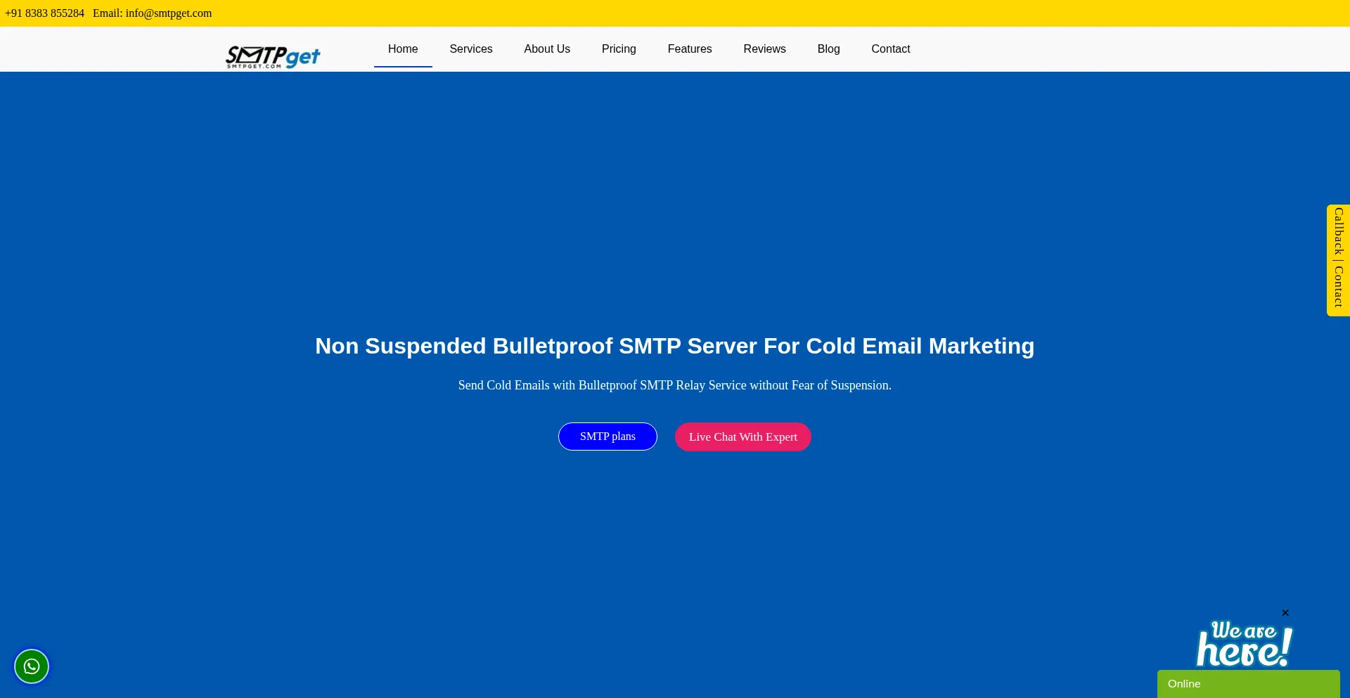 Website screenshot of Smtpget.com