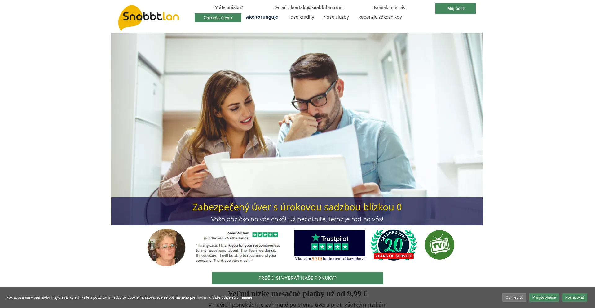 Website screenshot of Snabbtlan.com