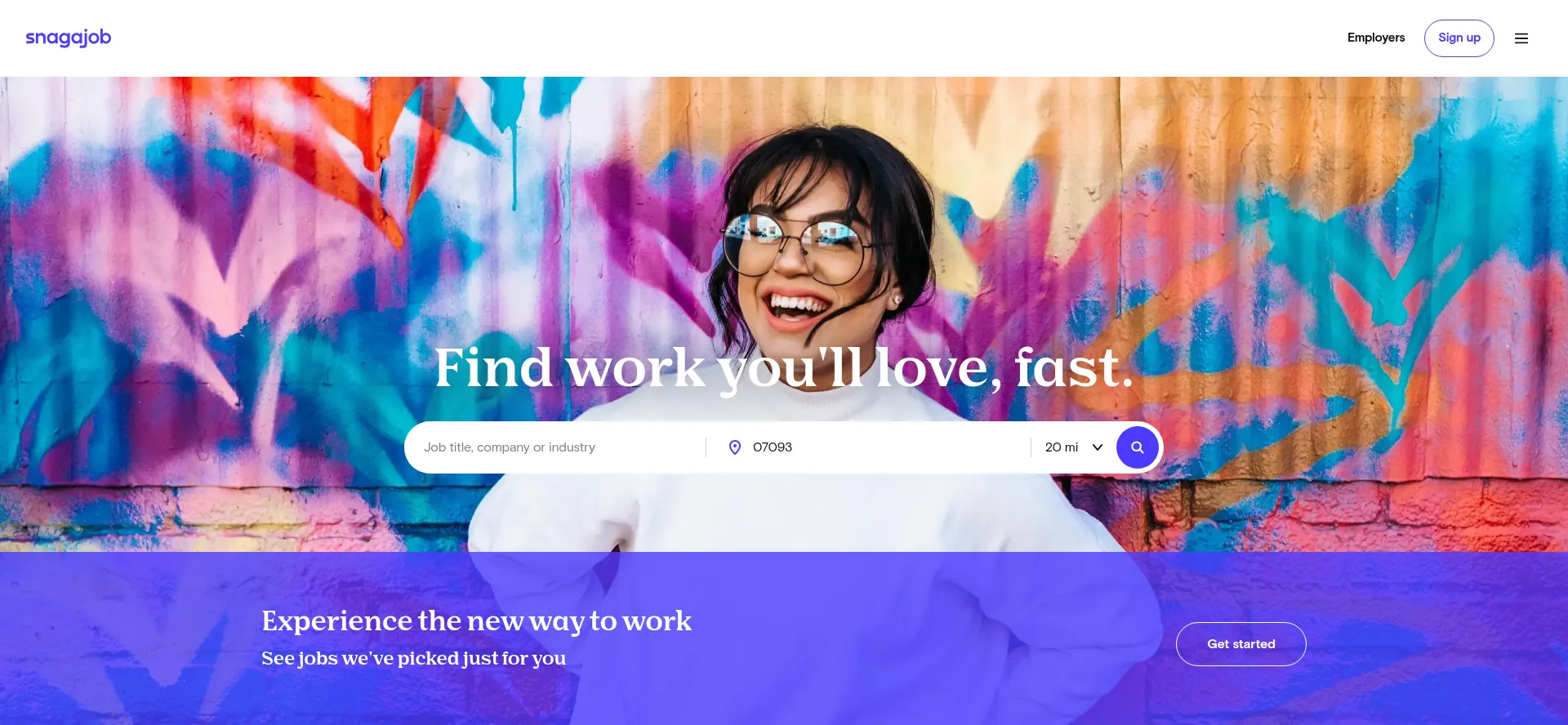 Website screenshot of Snagajob.com