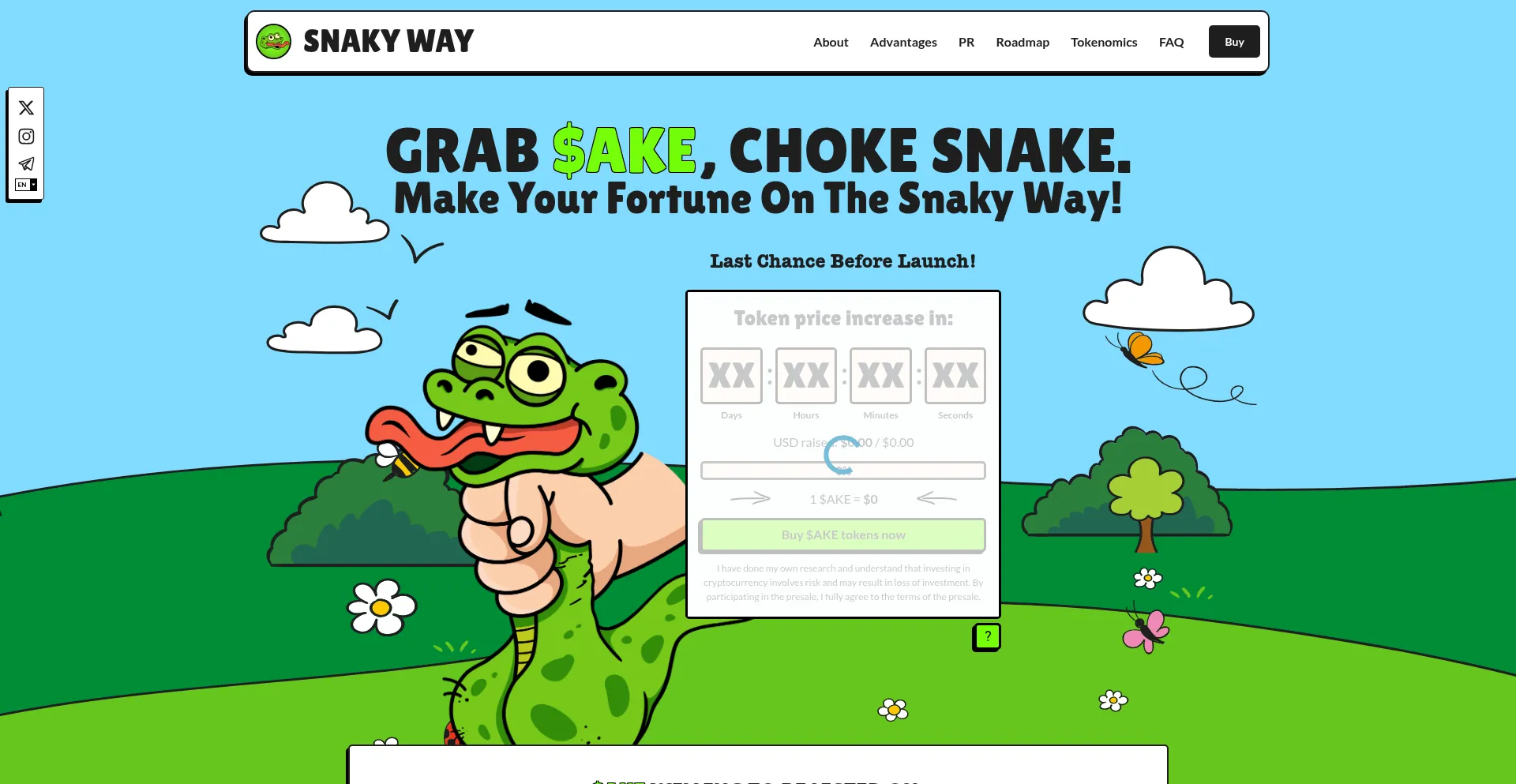Website screenshot of Snakyway.com