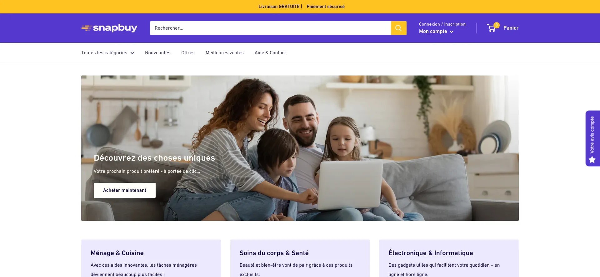 Website screenshot of Snapbuy.fr