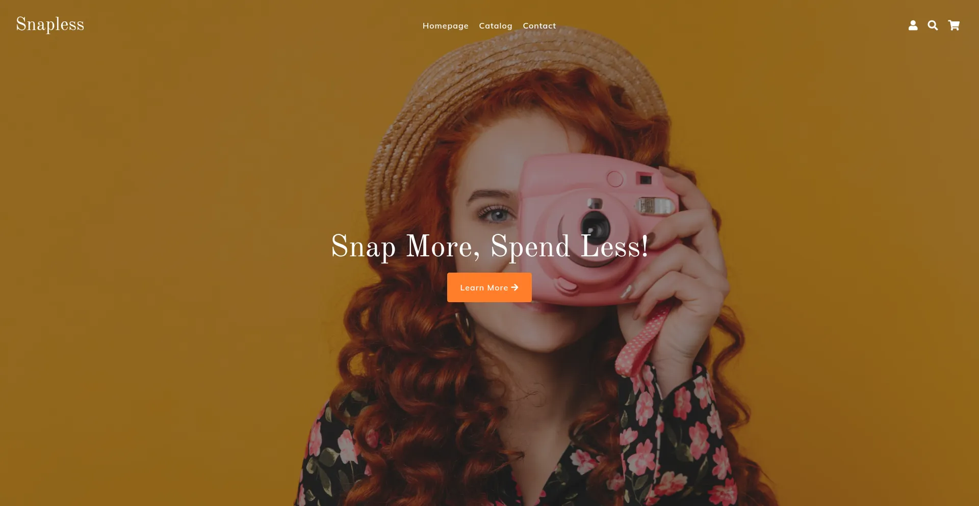 Website screenshot of Snapless.myshopify.com