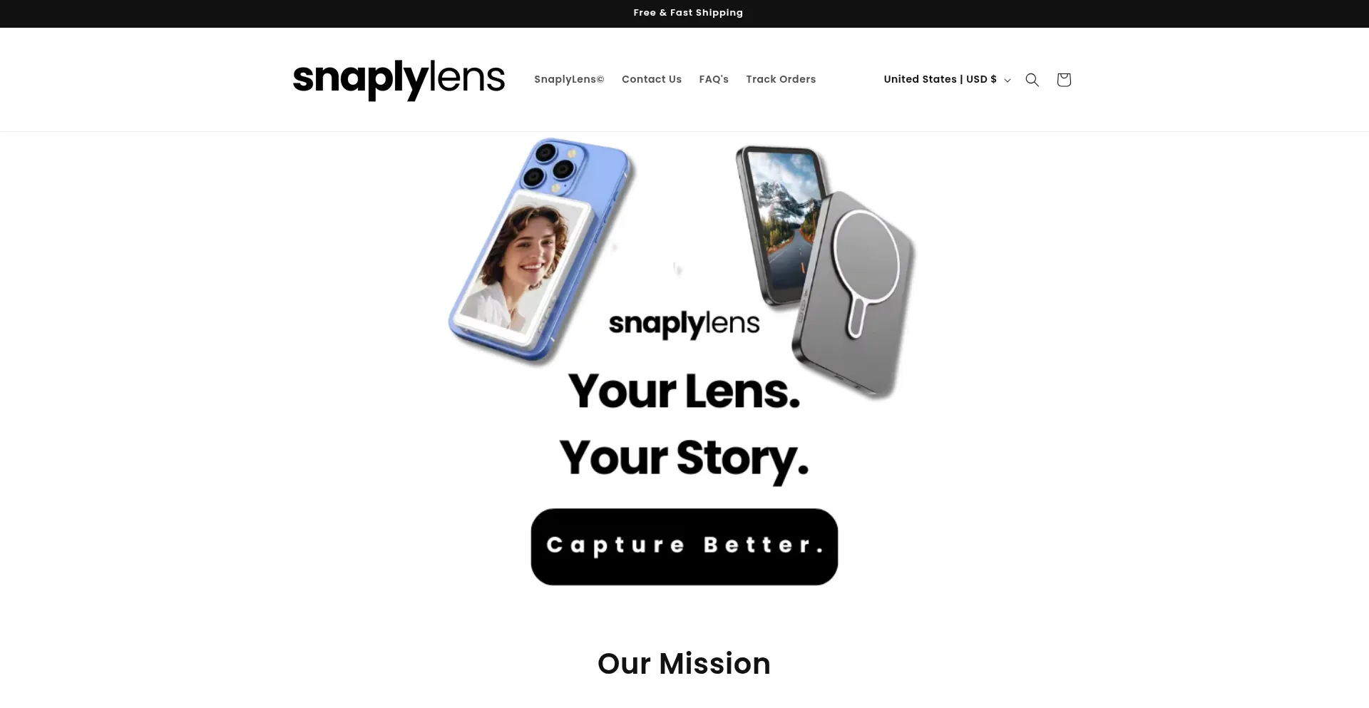 Website screenshot of Snaplylens.com