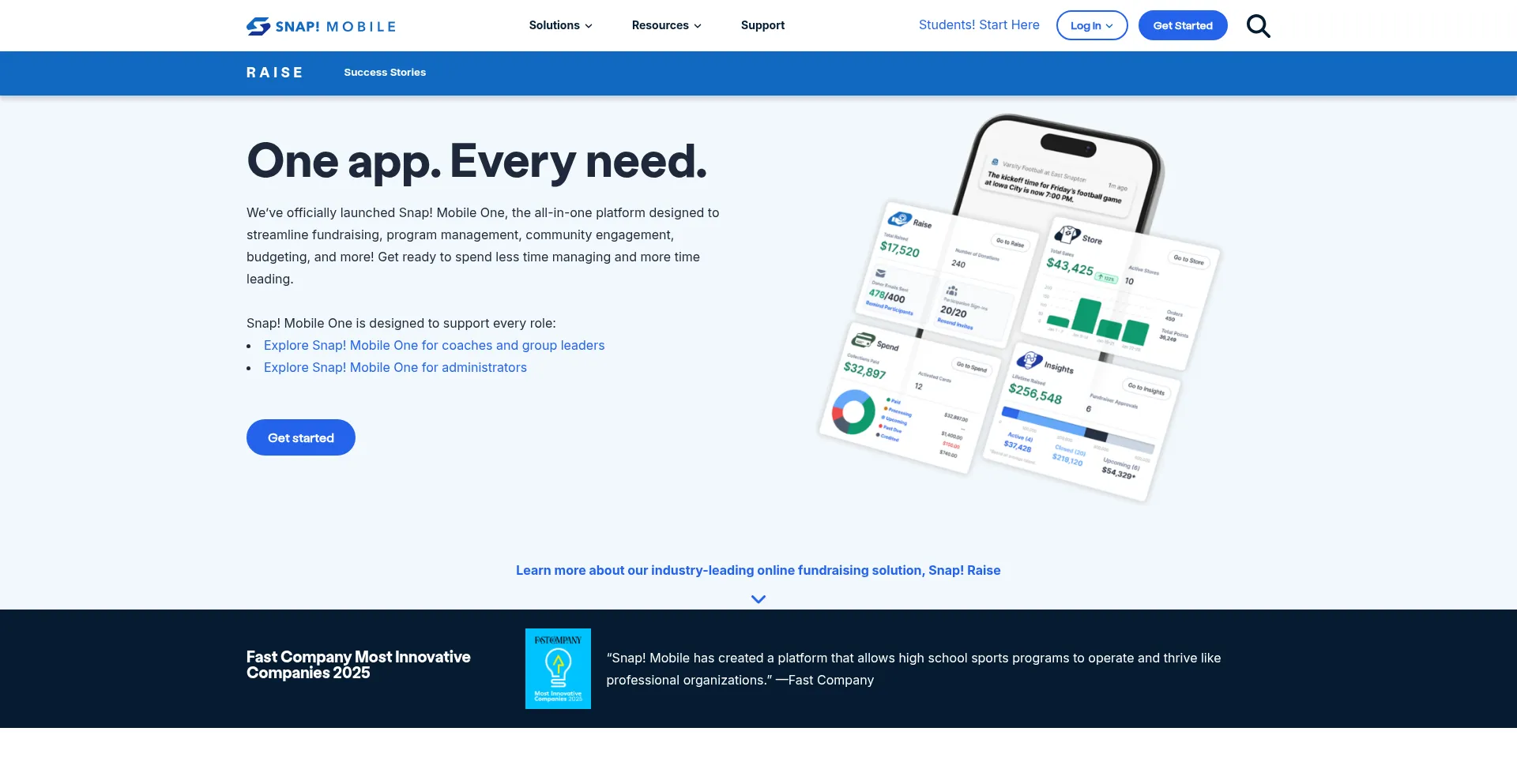 Website screenshot of Snapraise.com