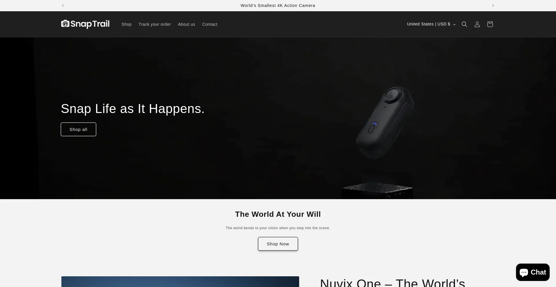 Website screenshot of Snaptrail.ca