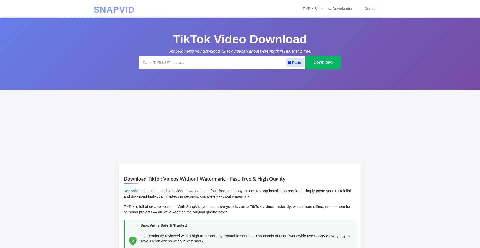 Website screenshot of Snapvid.app