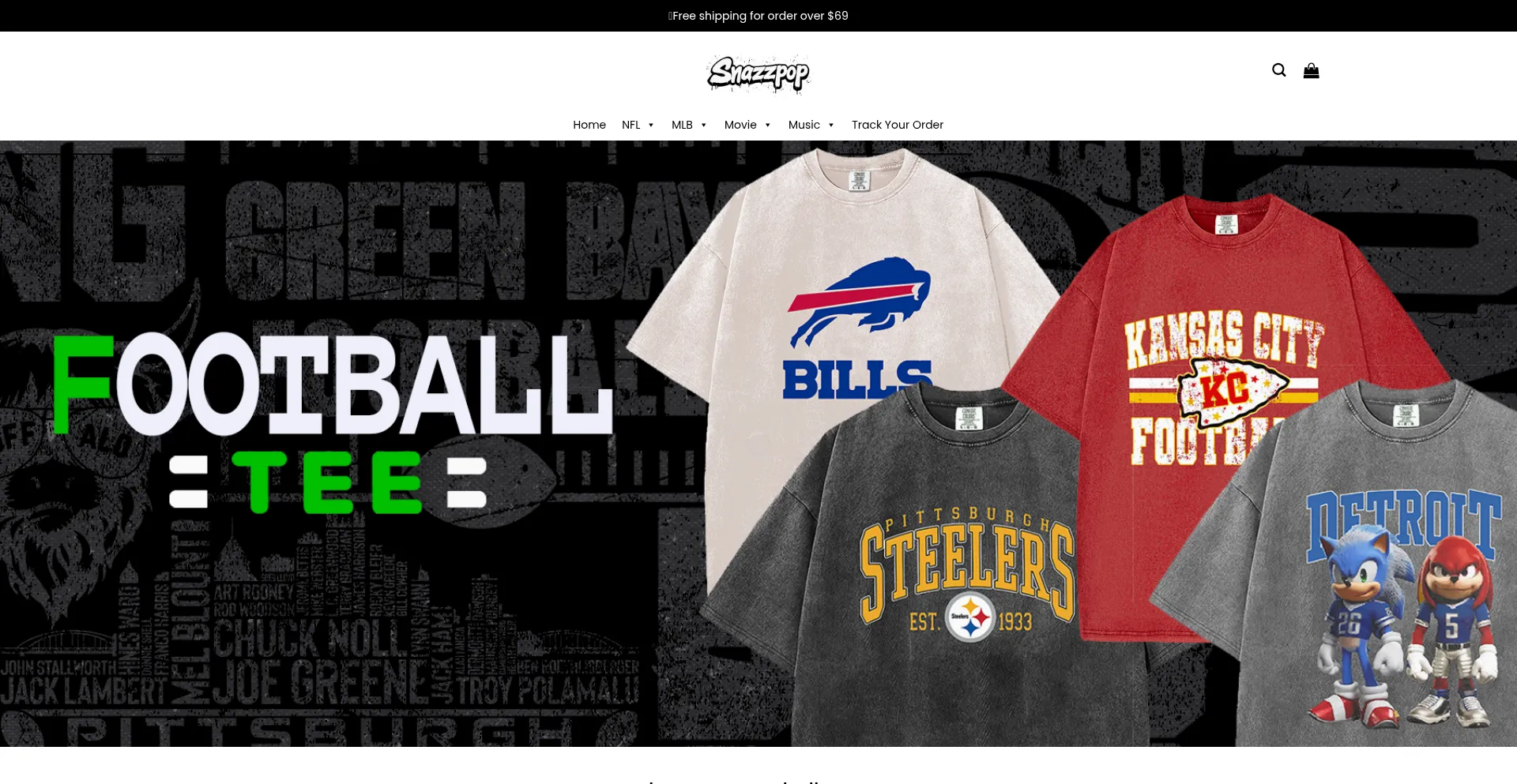 Website screenshot of Snazzpop.com
