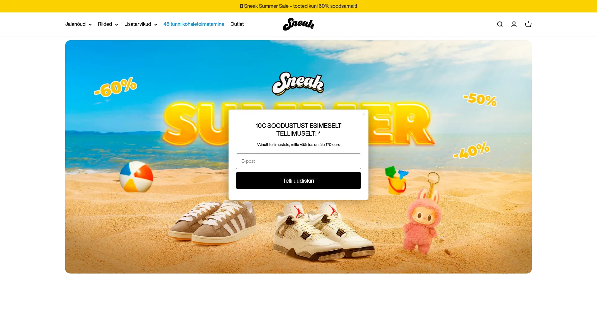 Website screenshot of Sneak.ee