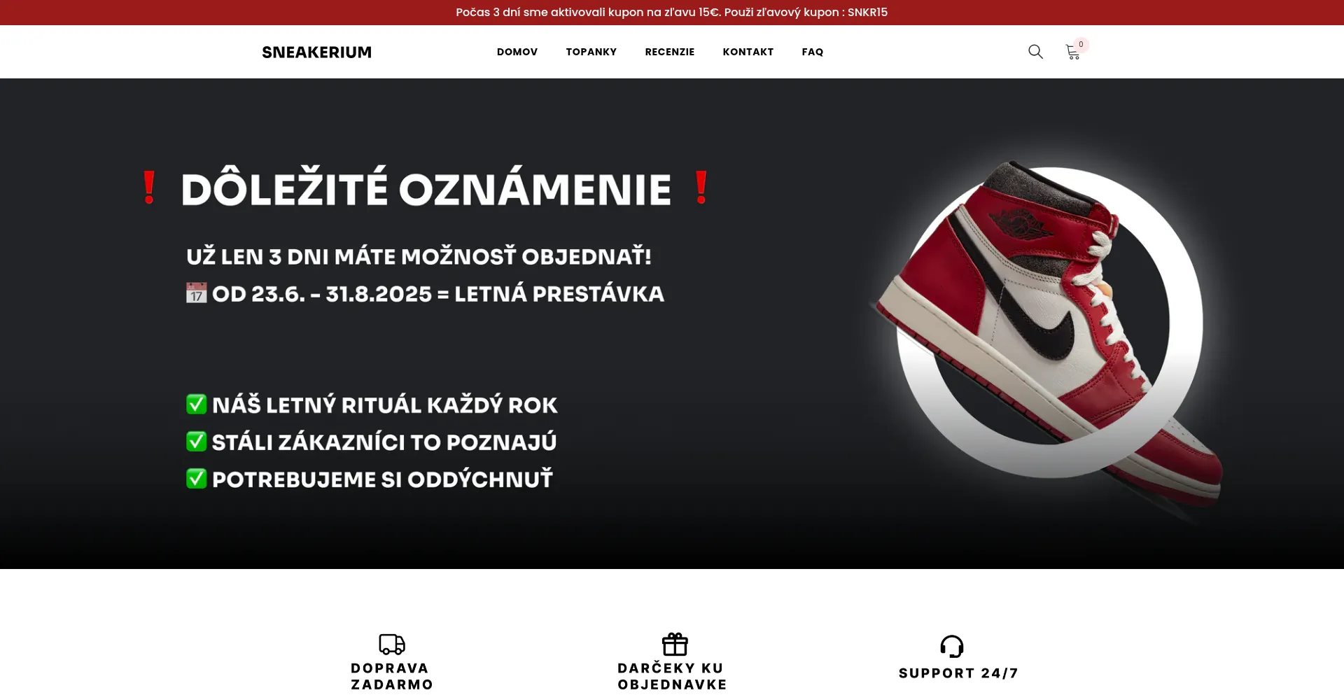 Website screenshot of Sneakerium.shop