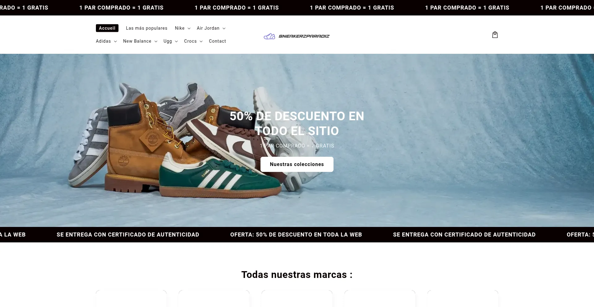 Website screenshot of Sneakerparadiz.com