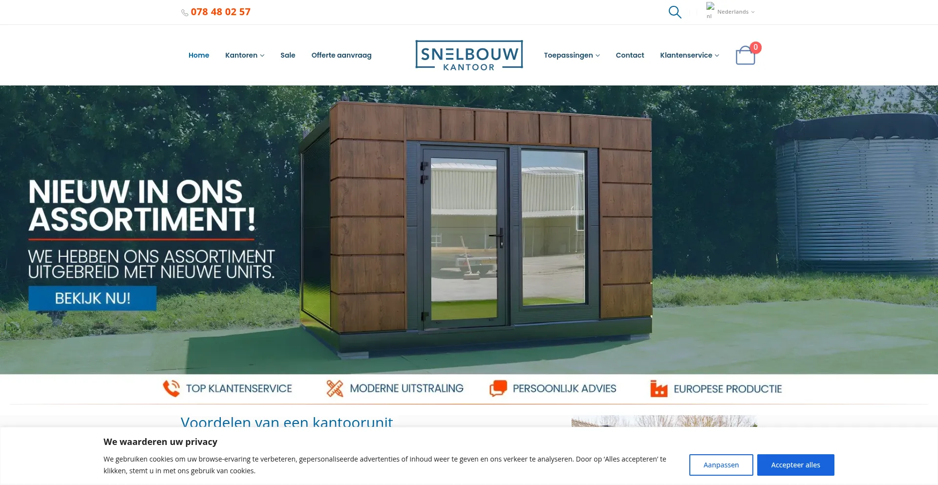 Website screenshot of Snelbouwkantoor.be