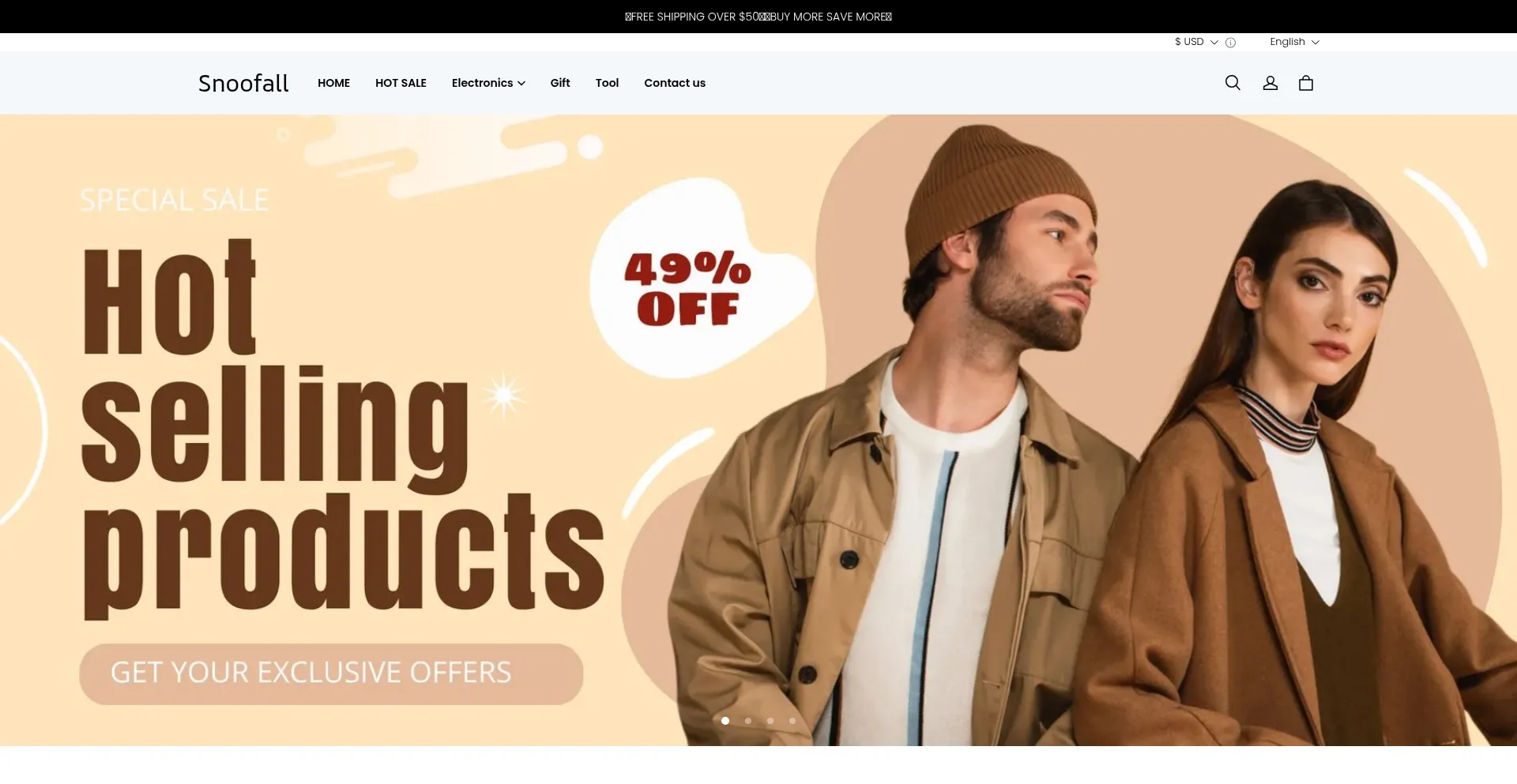 Website screenshot of Snoofall.com