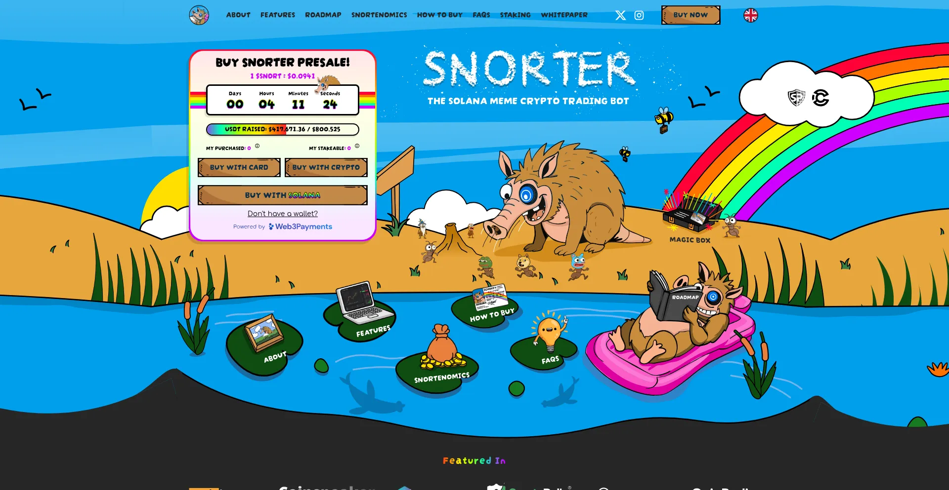Website screenshot of Snorter-token.com