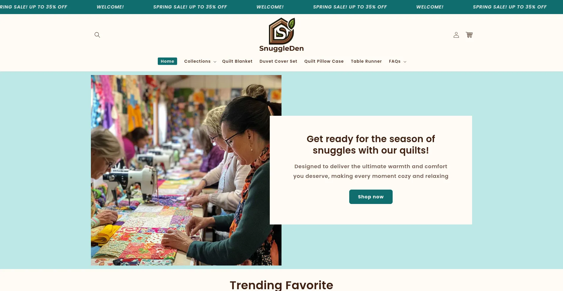 Website screenshot of Snuggleden.com