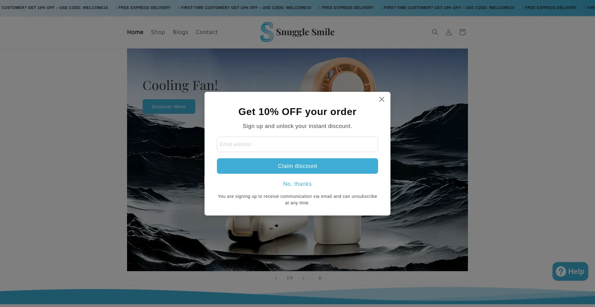 Website screenshot of Snugglesmile.com