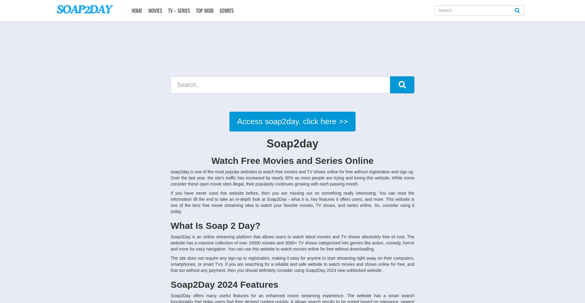 Website screenshot of Soap2dayhds.com