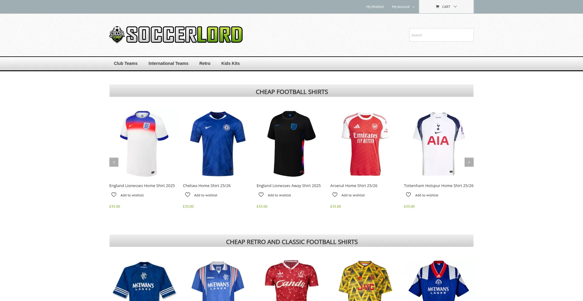 Website screenshot of Soccerlord.se