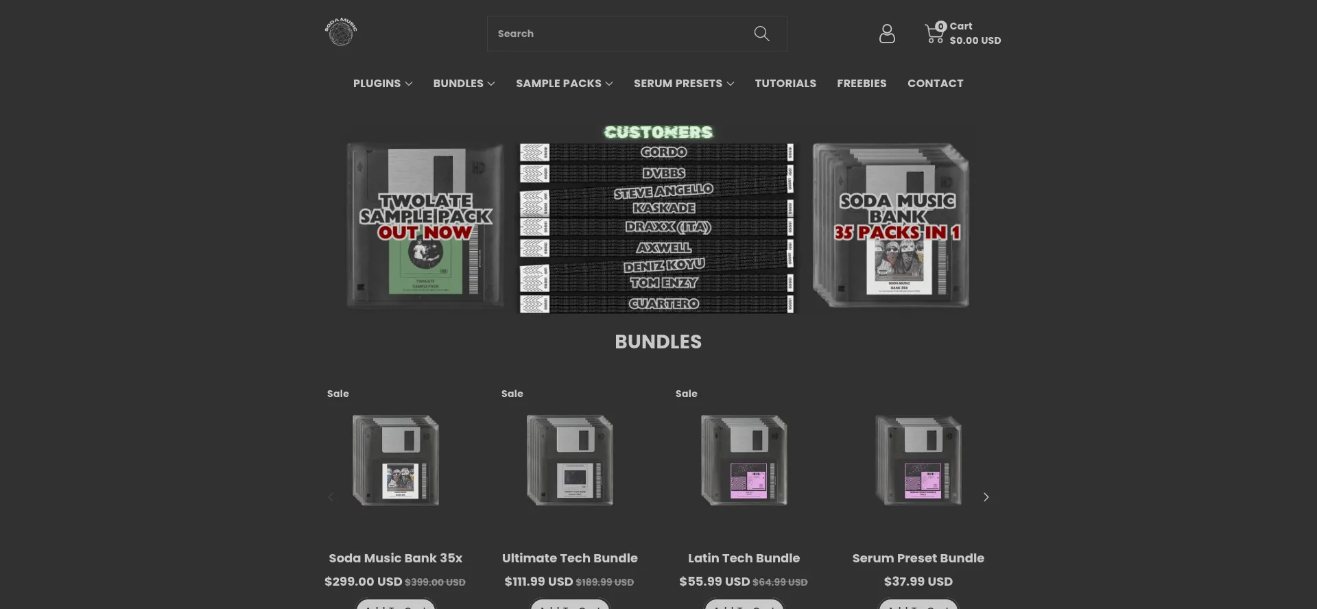 Website screenshot of Sodamusic.tech