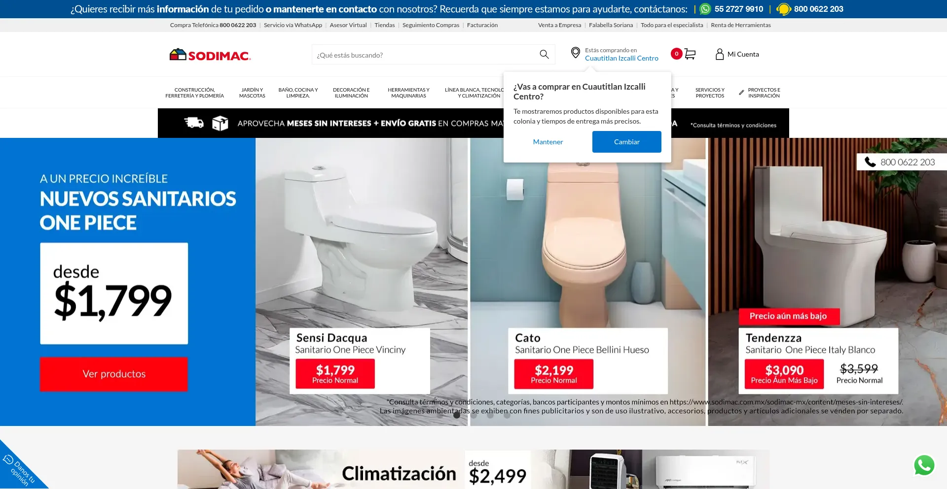 Website screenshot of Sodimac.com.mx