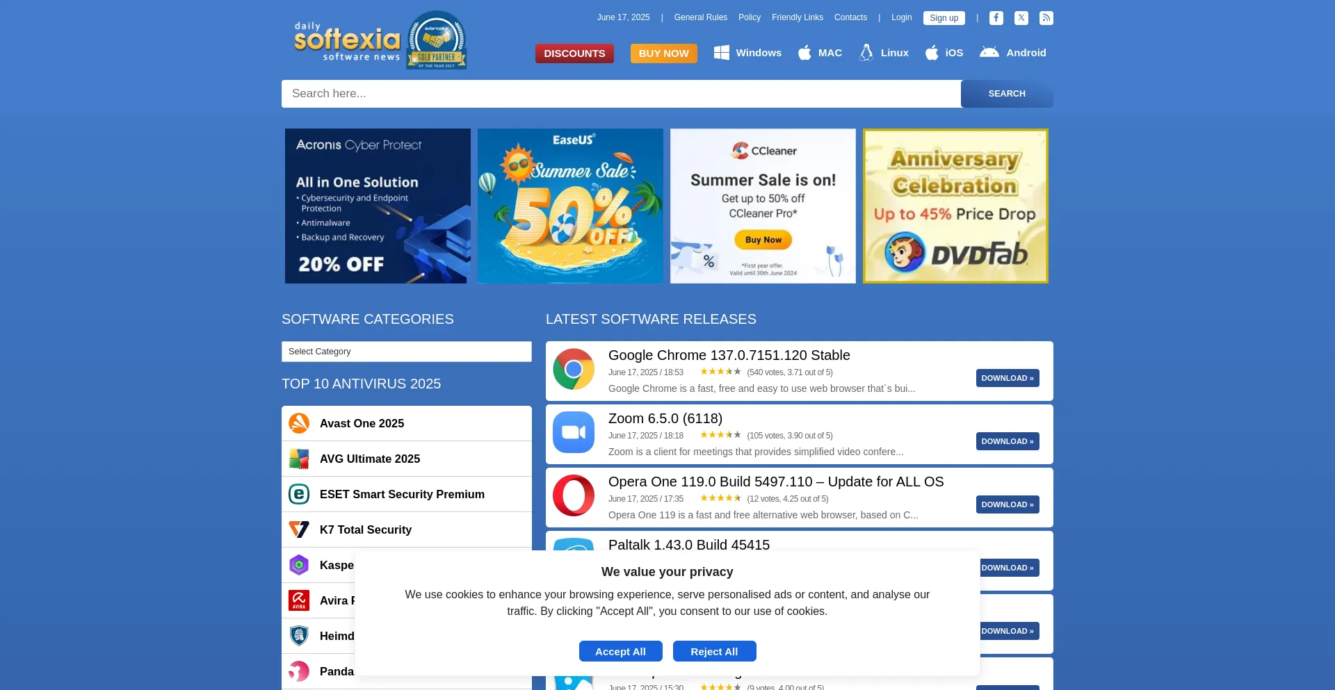 Website screenshot of Softexia.com
