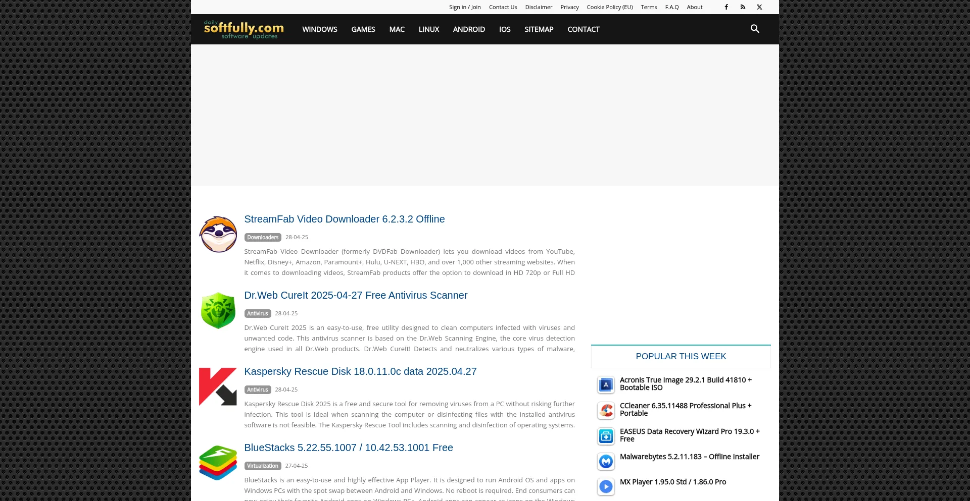 Website screenshot of Softfully.com