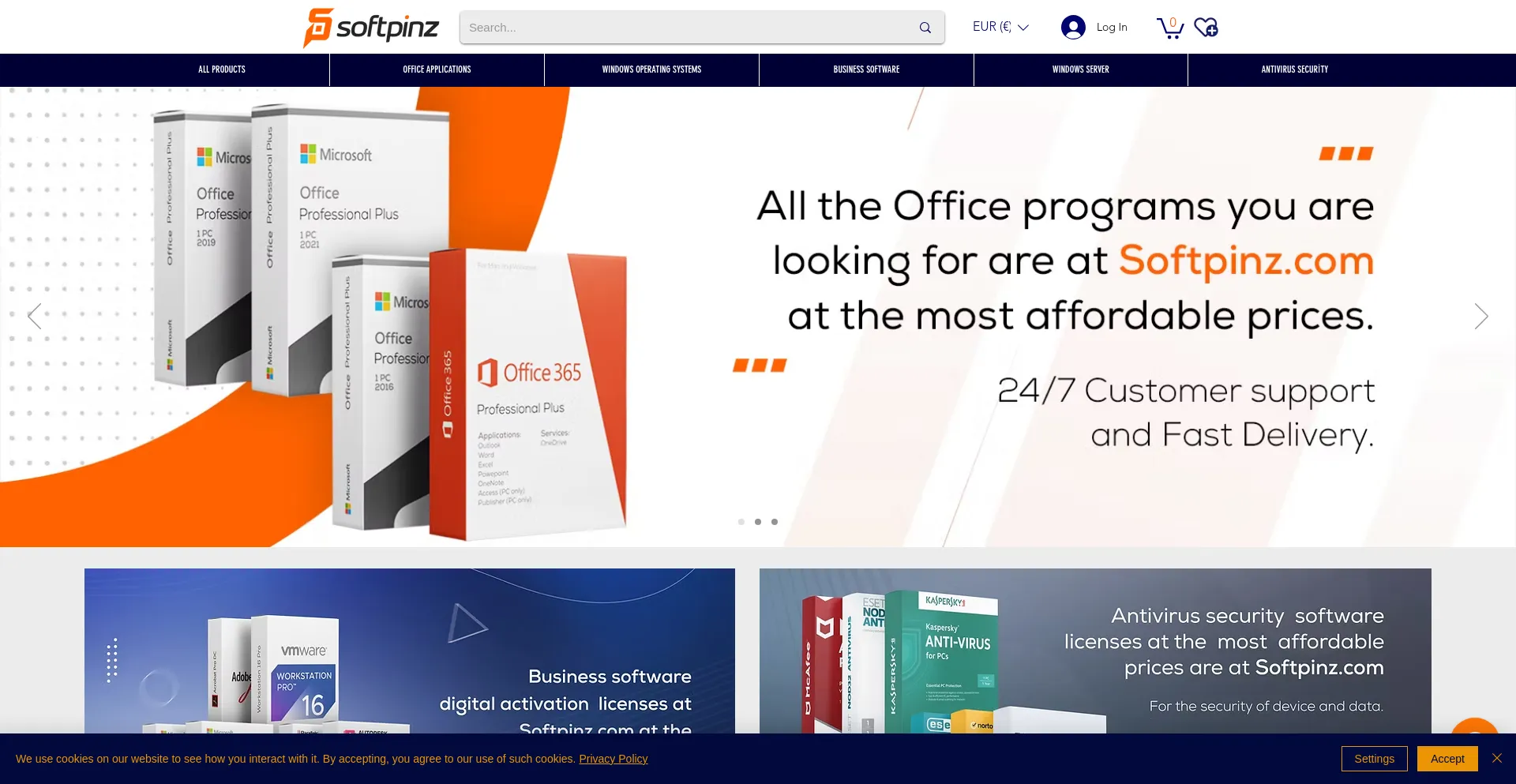 Website screenshot of Softpinz.com