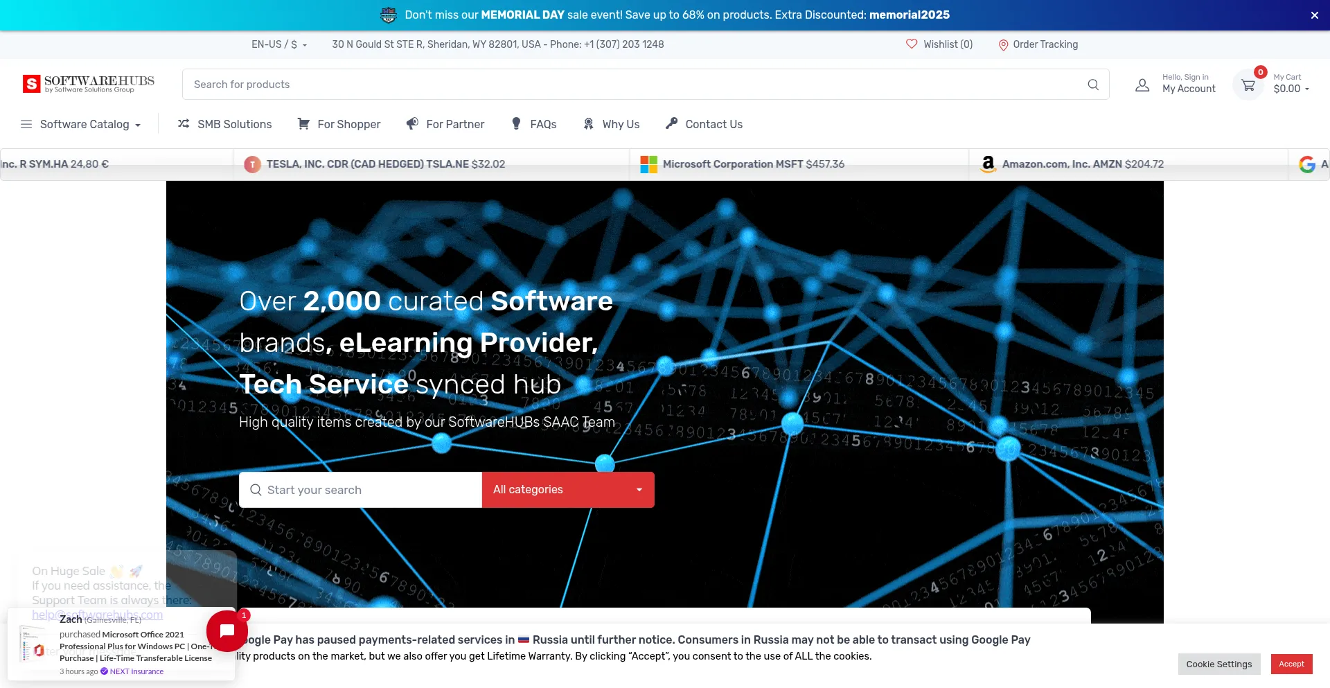 Website screenshot of Softwarehubs.com