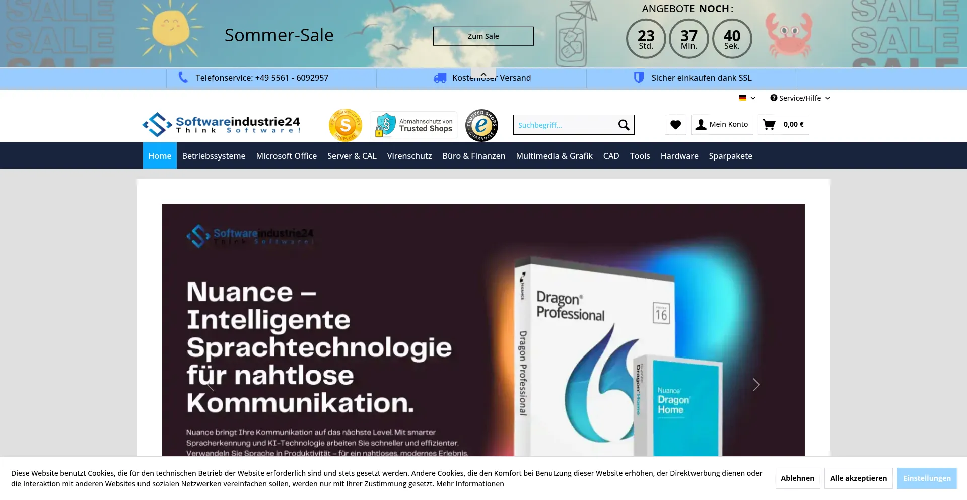 Website screenshot of Softwareindustrie24.de