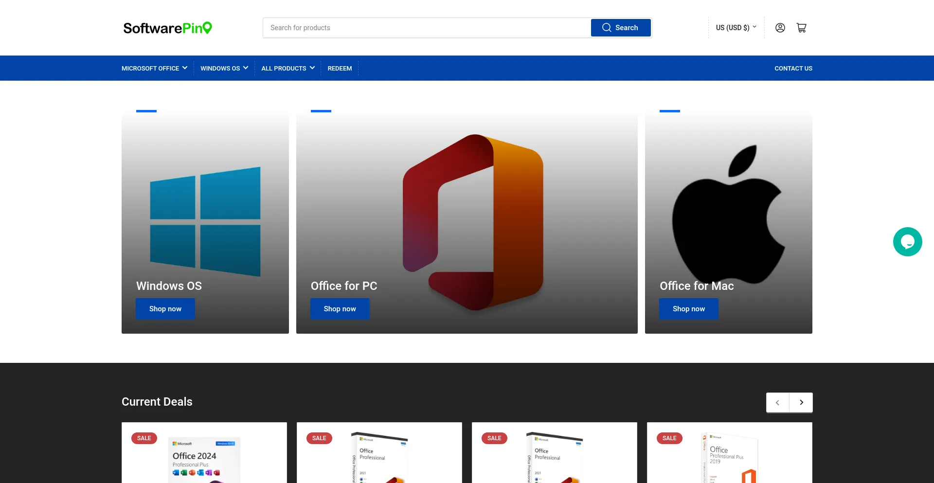 Website screenshot of Softwarepin.com