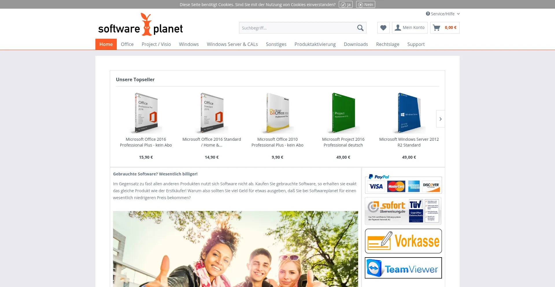 Website screenshot of Softwareplanet.eu