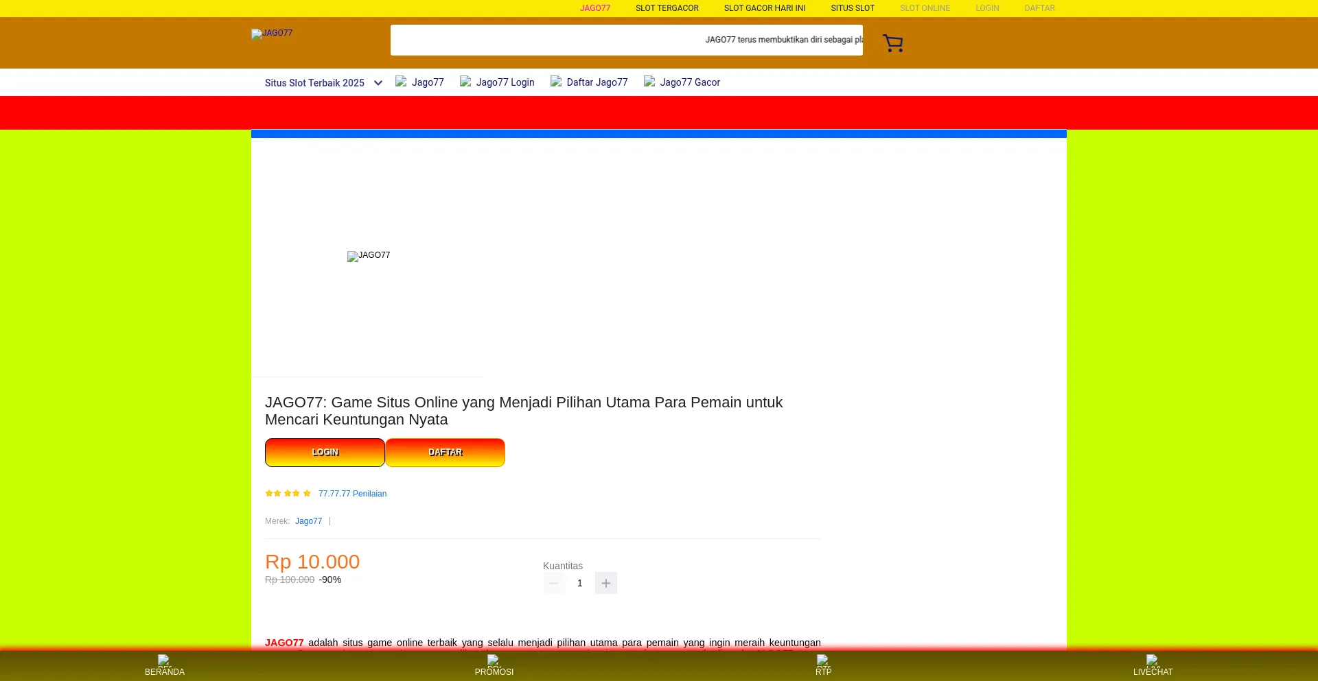 Website screenshot of Sogojago77.com