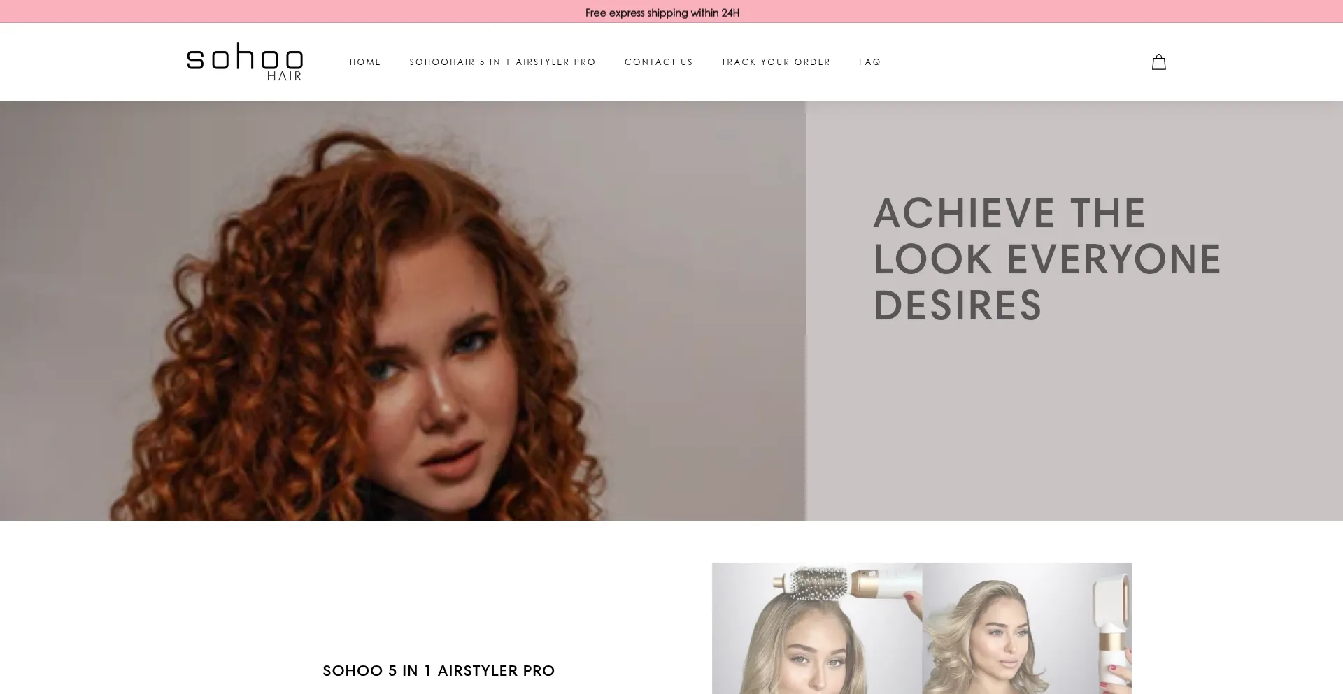 Website screenshot of Sohoohair.com