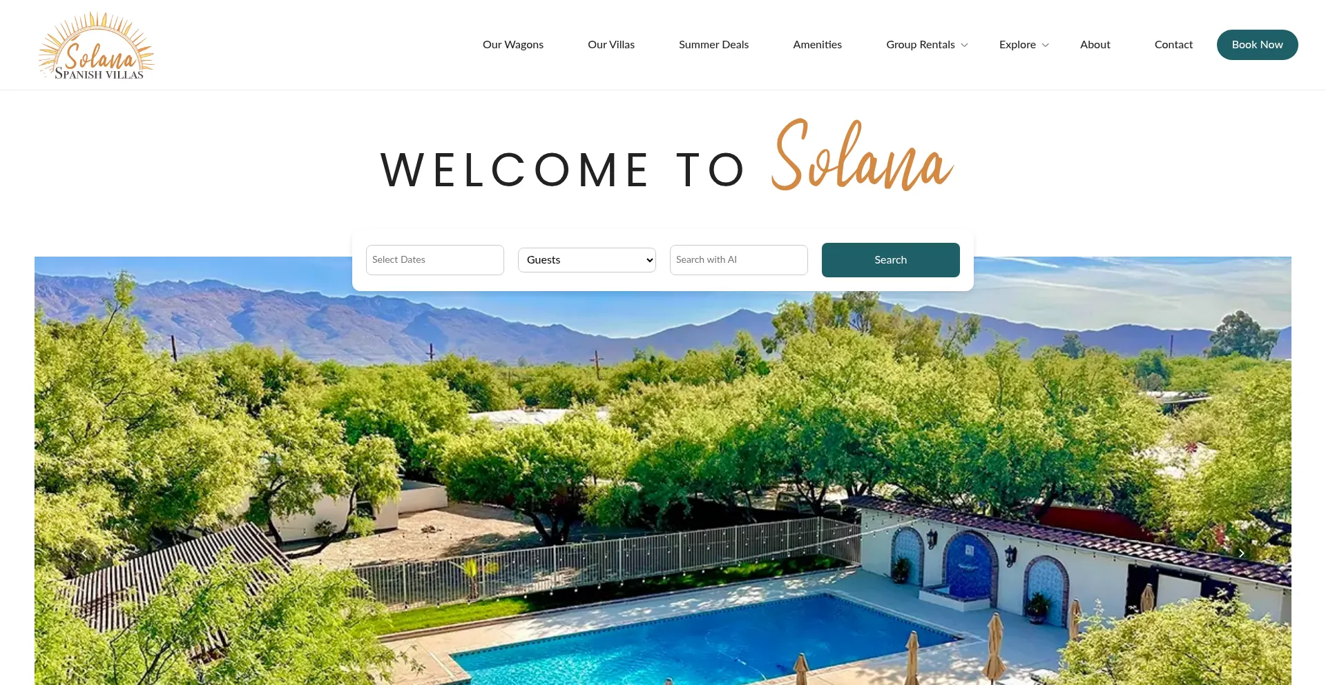 Website screenshot of Solanaspanishvillas.com