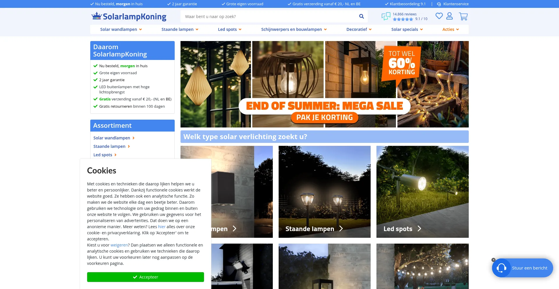 Website screenshot of Solarlampkoning.nl