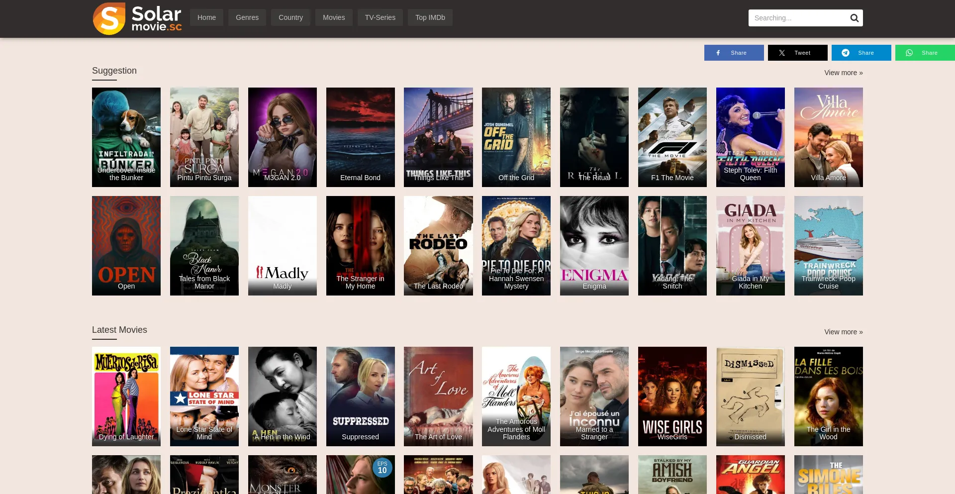 Website screenshot of Solarmovie21.my