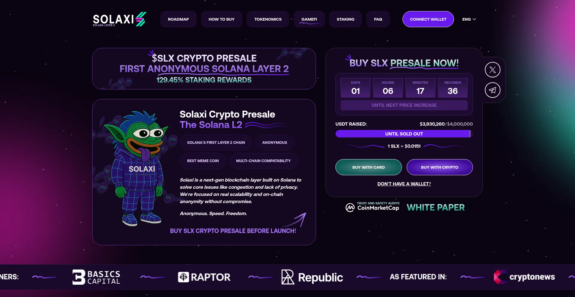 Website screenshot of Solaxi.org