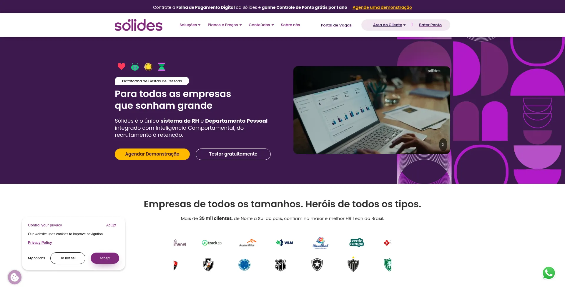 Website screenshot of Solides.com.br