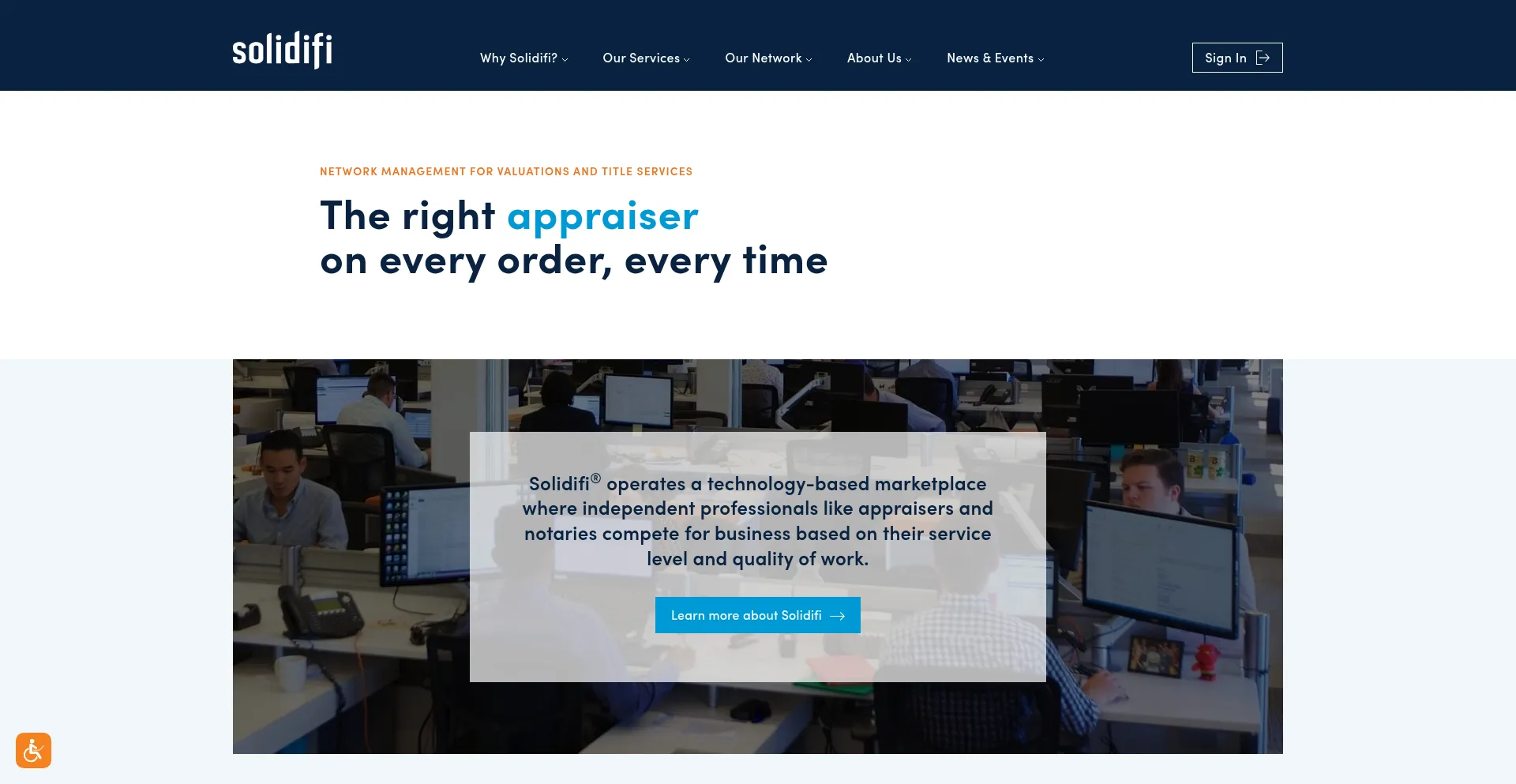 Website screenshot of Solidifi.com