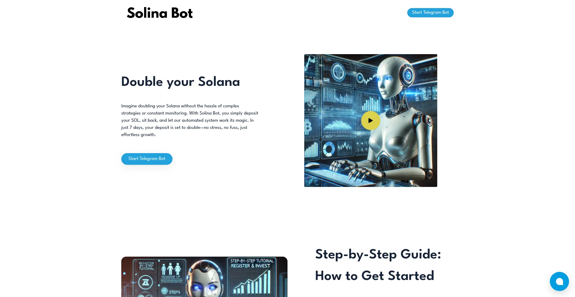 Website screenshot of Solinabot.com