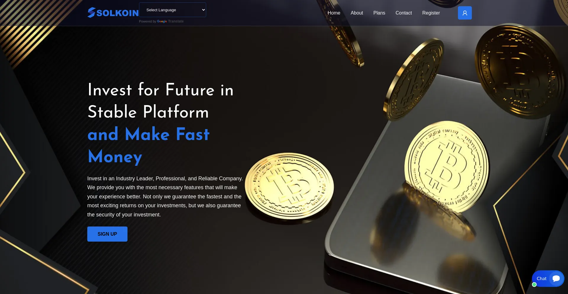 Website screenshot of Solkoin.net