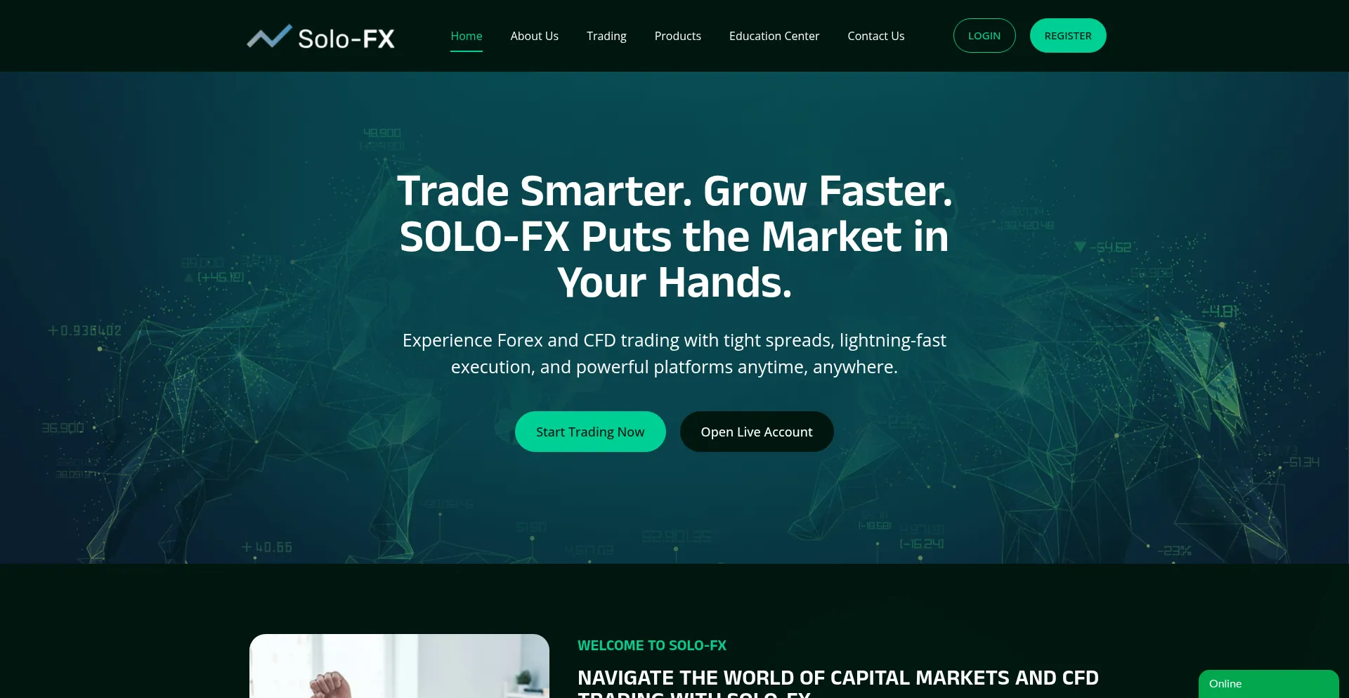 Website screenshot of Solo-fx.co