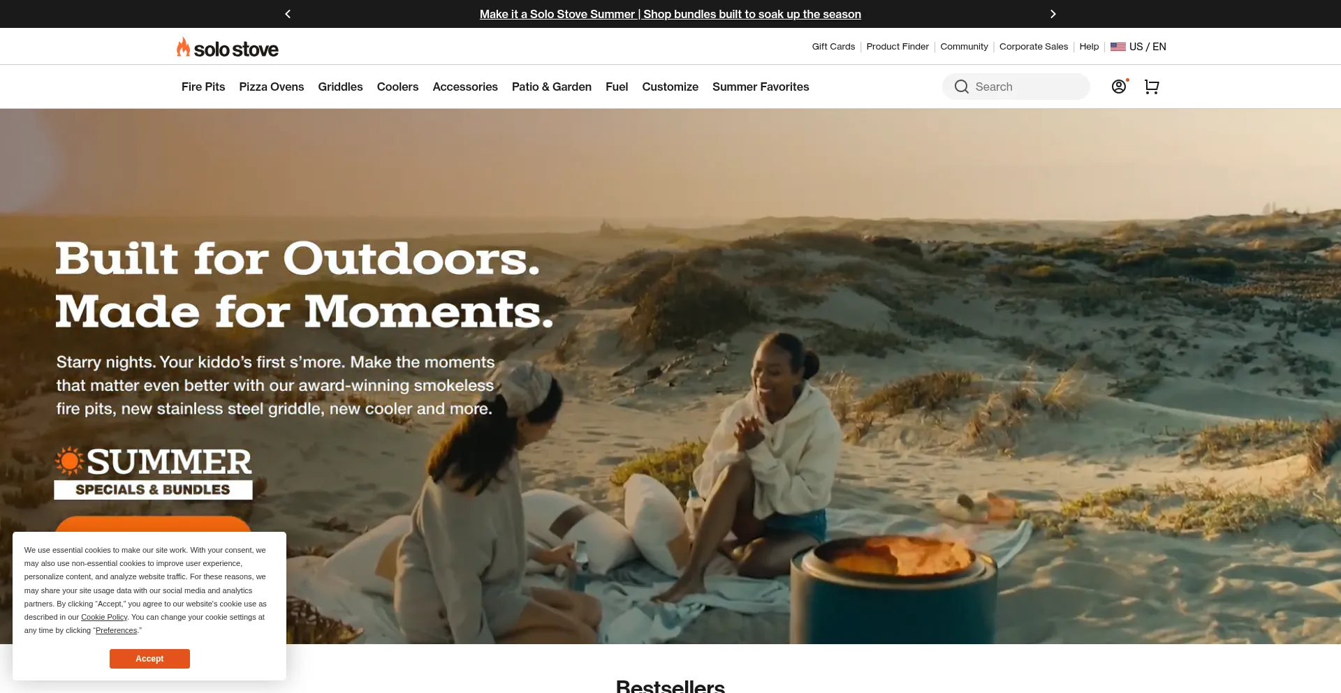 Website screenshot of Solostove.com