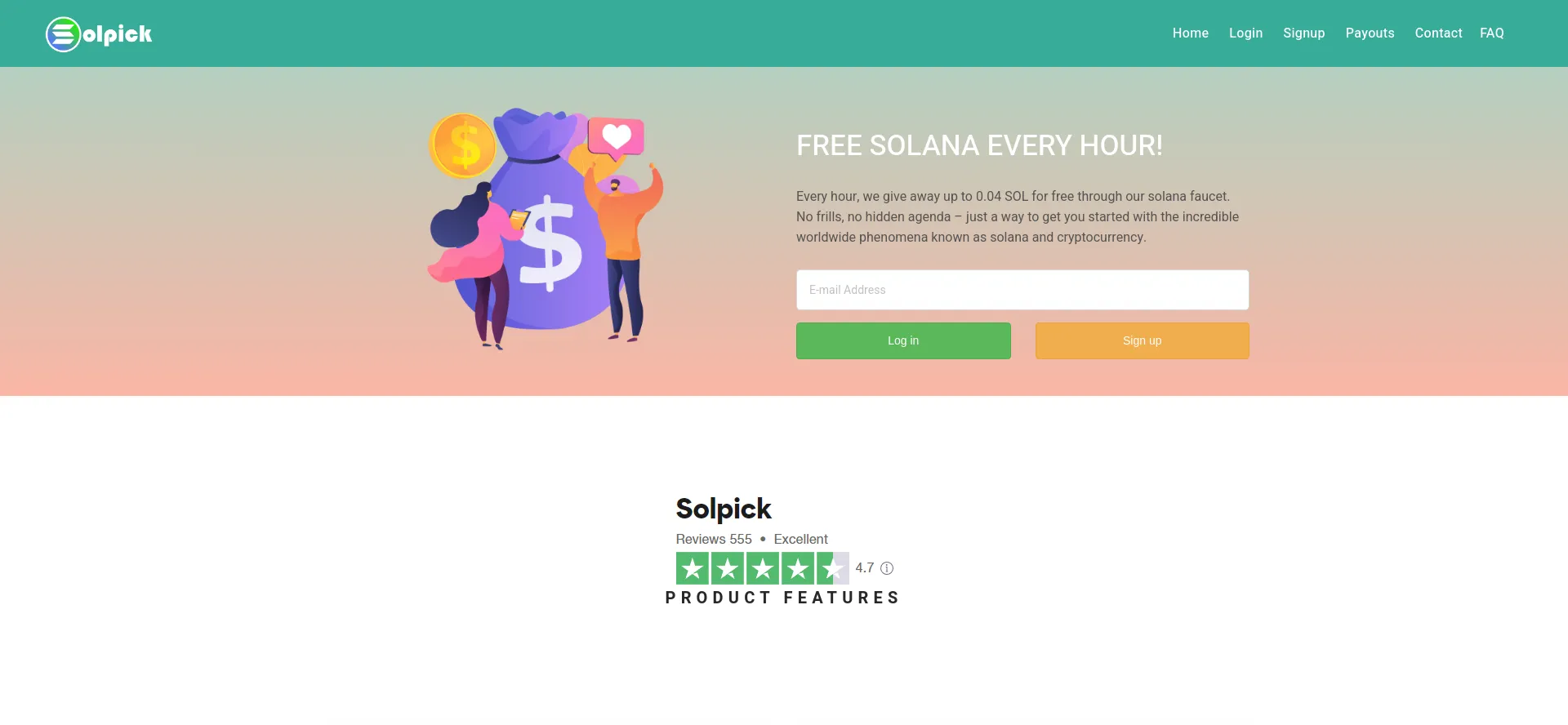 Website screenshot of Solpick.io