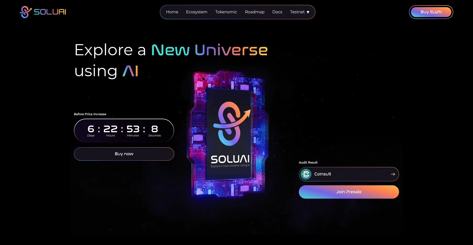 Website screenshot of Soluai.net