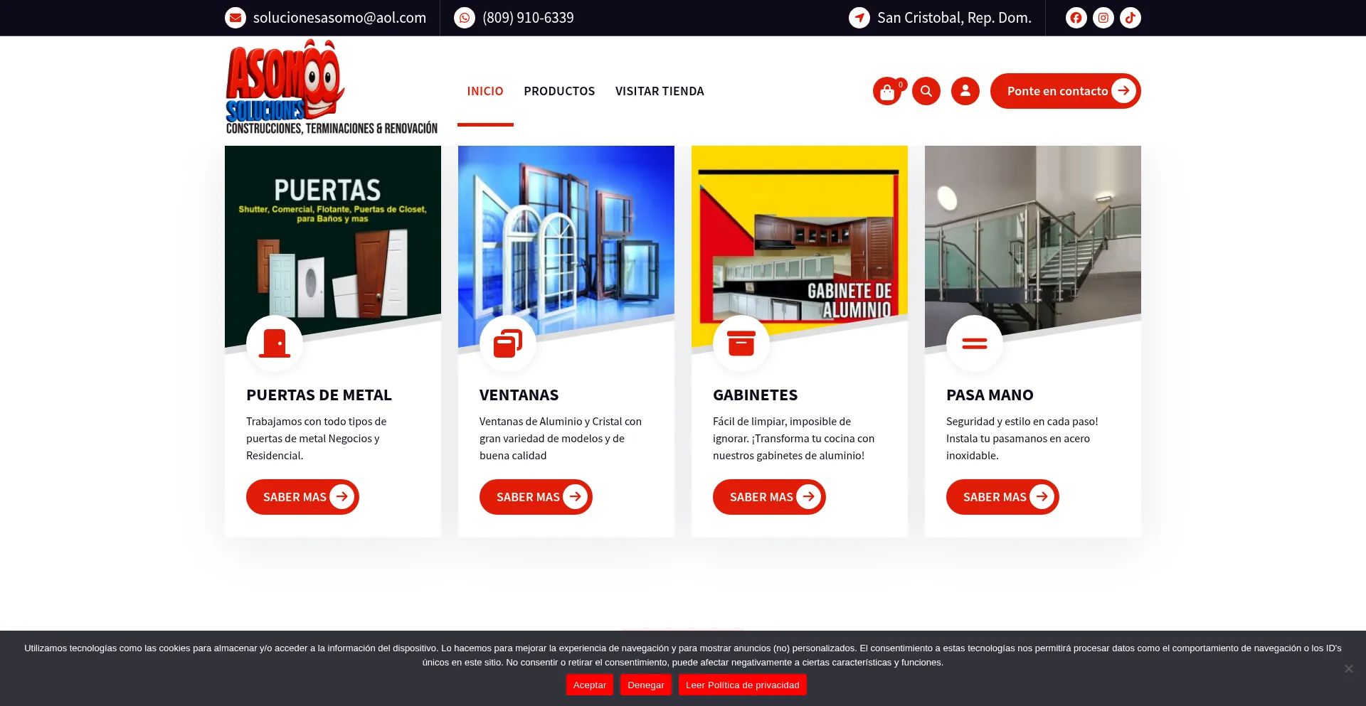 Website screenshot of Solucionesasomo.com.do