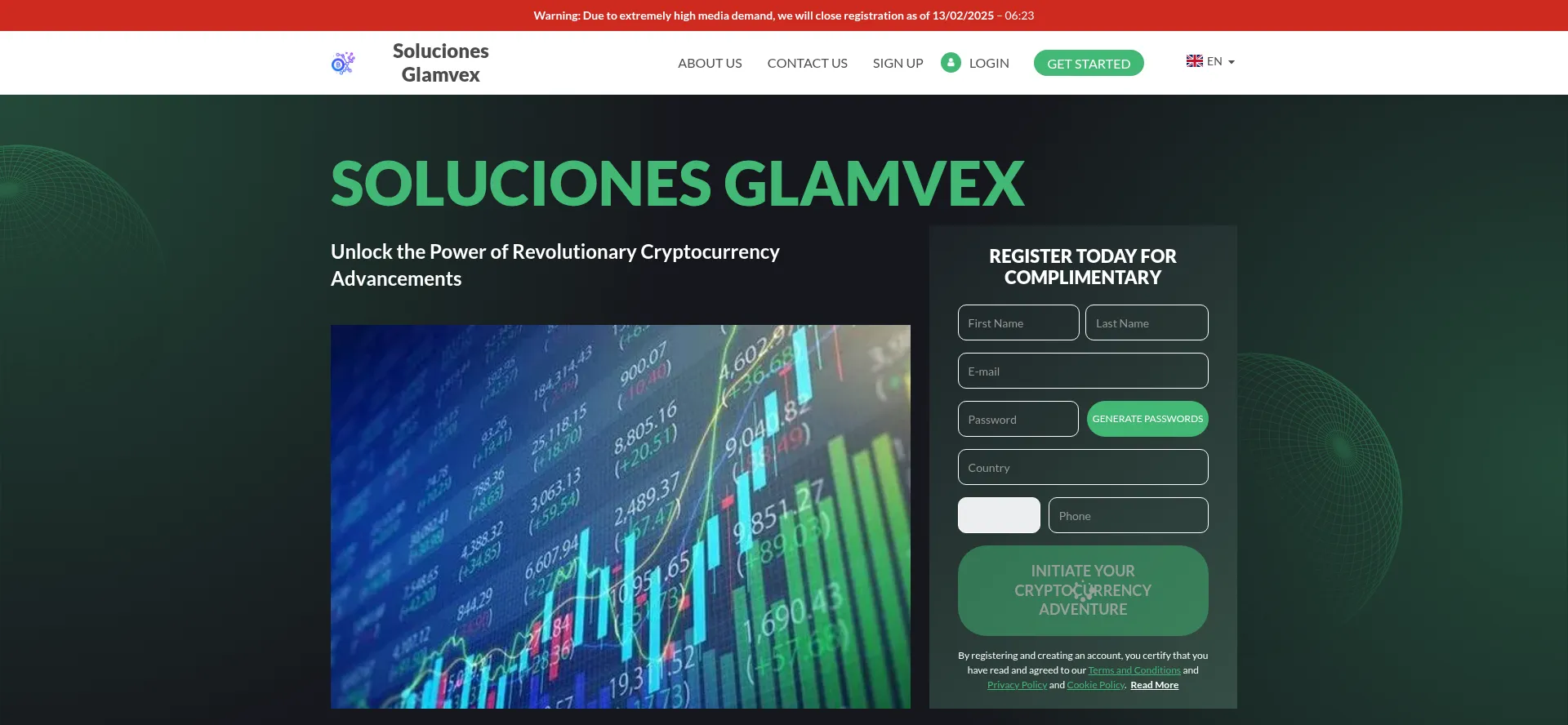Website screenshot of Solucionesglamvex-com.worldsoffinance.com