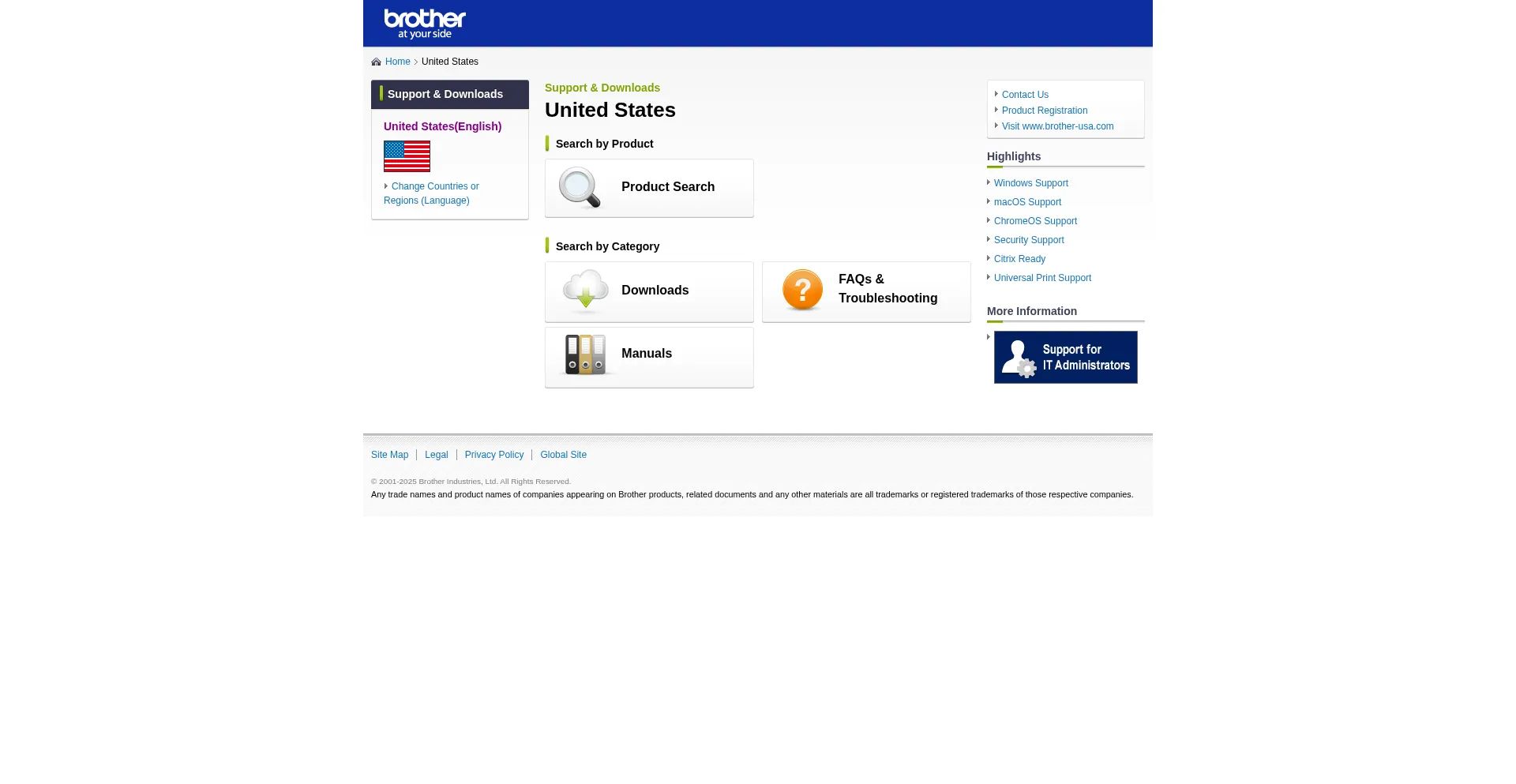 Solutions.brother.com Screenshot